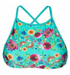 Crop top azul estampado Soutien Bloom Cropped