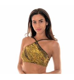 Top triangulo sport fio de ouro Soutien Cropped Strappy Reluzente