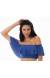 Top ombro a ombro babado azul Soutien Denim Babado