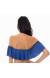 Top ombro a ombro babado azul Soutien Denim Babado