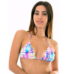 Top triangulho frufru xadrez Soutien Plaid Frufru