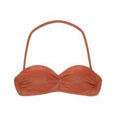 Top tomara que caia de lurex Soutien Radiante Canela Hot Pant