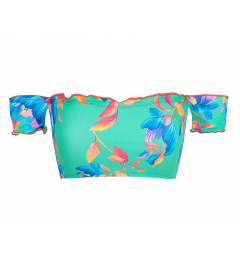 Top floral ombro a ombro verde agua Top Acqua Flora Off Shoulder