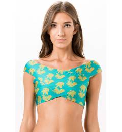 Top cropped transpassado coqueiro Soutien Palmeiras Amarelas