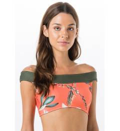 Cropped ombro floral laranja - Top Fina Lavanda