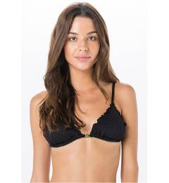 Top frufru texturizado preto - Top Frufru Anarruga Preto