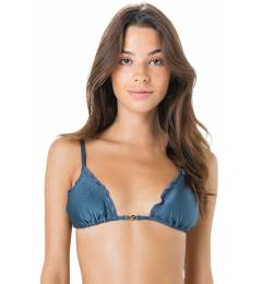 Top frufru azul ala regulavel - Top Frufru Liso Azul