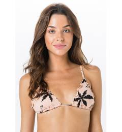 Top triangulo cortininha coqueiro rosa Top Frufru Swim Beige