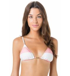 Top triangulo cortininha listra rosa Top Junto Club