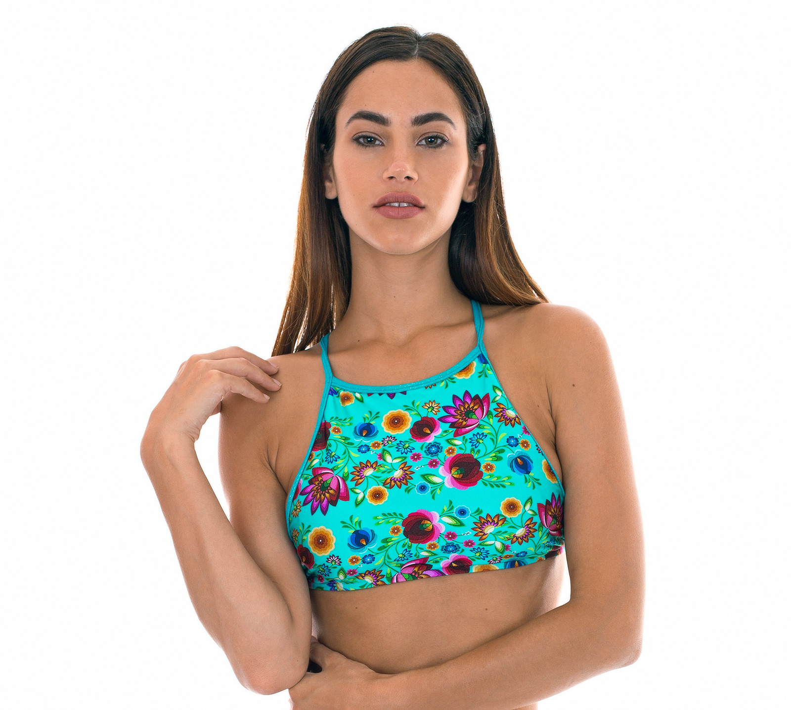 Crop Top Bilen en azul flor de selva y crema main image 0